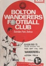 Bolton Wanderers v Aston Villa 17-Sep-1969