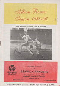Albion Rovers v Berwick Rangers 12-Jan-1986