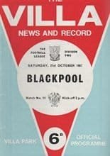 Aston Villa v Blackpool 21-Oct-1967