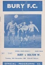 Bury v Bolton Wanderers 16-Nov-1965