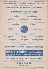Birmingham City Reserves v Brighton & Hove Albion Reserves 17-Oct-1959