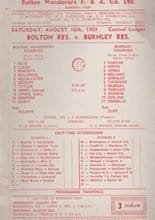 Bolton Wanderers Reserves v Burnley Reserves 16-Aug-1969
