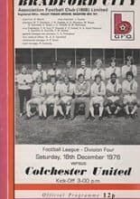 Bradford City v Colchester United 18-Dec-1976