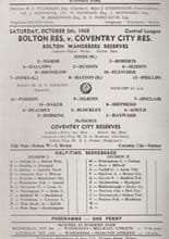 Bolton Wanderers Reserves v Coventry City Reserves 05-Oct-1968