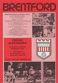 Brentford v Crewe Alexandra 28-Jan-1978
