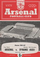 Arsenal v Dynamo Kiev 20-Nov-1961