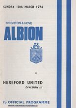 Brighton and Hove Albion v Hereford United 10-Mar-1974