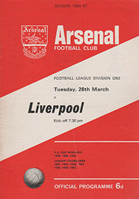 Arsenal v Liverpool 28-Mar-1967