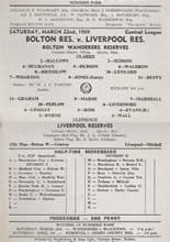 Bolton Wanderers Reserves v Liverpool Reserves 22-Mar-1969