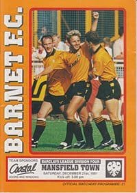 Barnet v Mansfield Town 21-Dec-1991