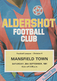 Aldershot v Mansfield Town 26-Sep-1981