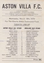 Aston Villa All Stars v Midland Old Stars 18-Mar-1970