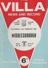 Aston Villa v Middlesbrough 10-Feb-1968