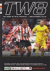 Brentford v Middlesbrough 01-Oct-2002