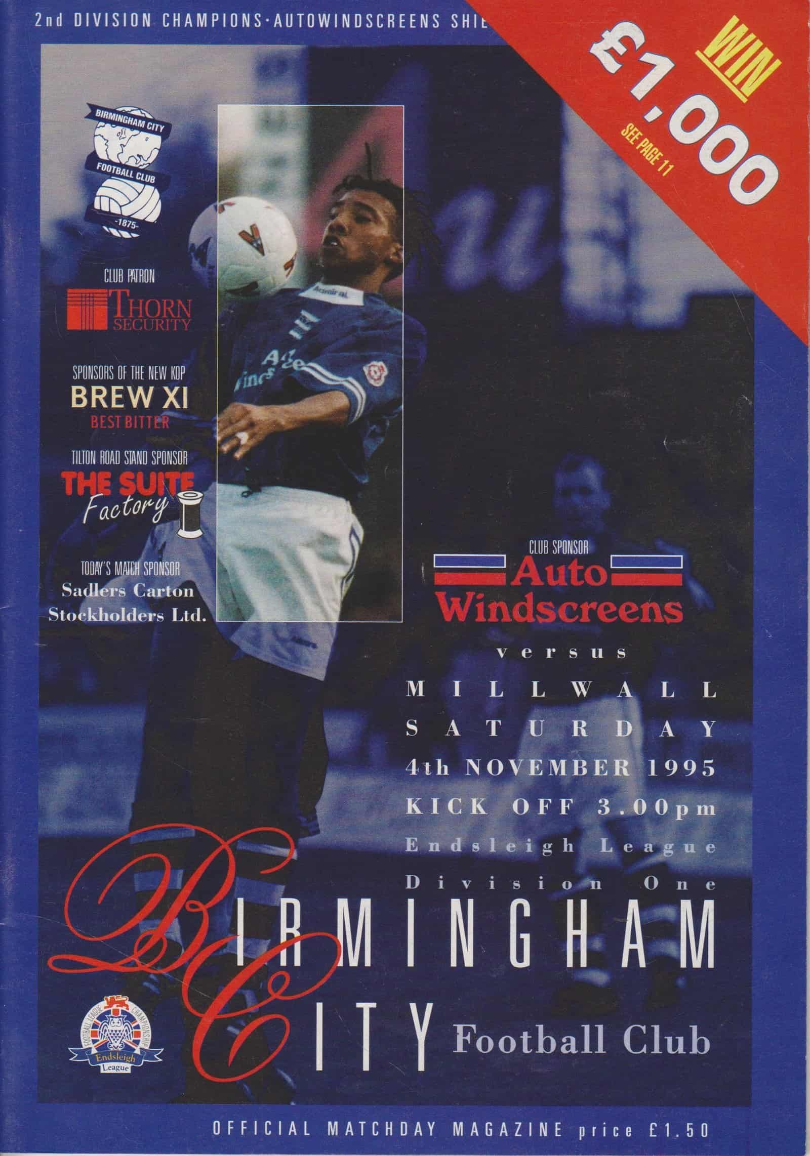 Birmingham City v Millwall 04-Nov-1995