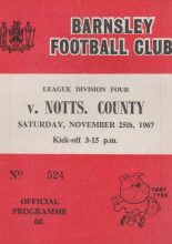 Barnsley v Notts County 25-Nov-1967