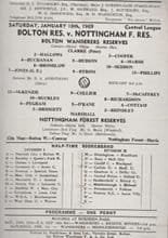 Bolton Wanderers Reserves v Nottingham Forest Reserves 18-Jan-1969
