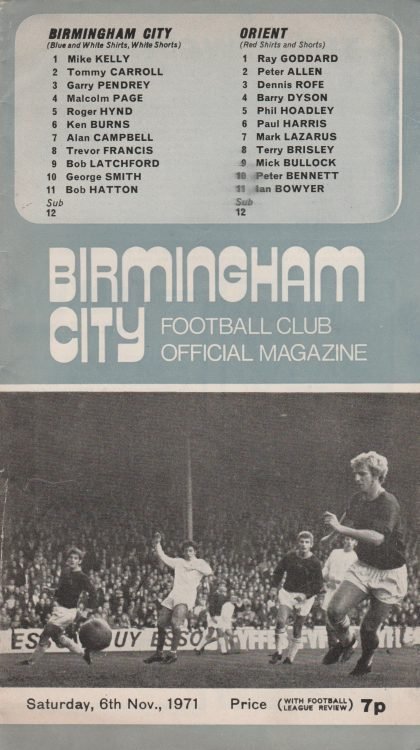 Birmingham City v Leyton Orient 06-Nov-1971