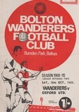 Bolton Wanderers v Oxford United 18-Oct-1969