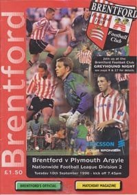 Brentford v Plymouth Argyle 10-Sep-1996