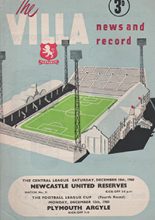 Aston Villa Reserves v Newcastle United Reserves 10-Dec-1960