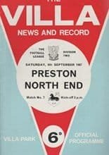 Aston Villa v Preston North End 09-Sep-1967