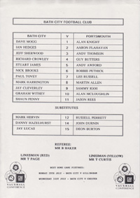 Bath City v Portsmouth 26-Jul-1996