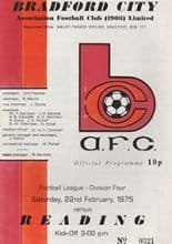 Bradford City v Reading 22-Feb-1975