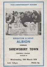 Brighton and Hove Albion v Shrewsbury Town 10-Mar-1976