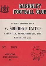 Barnsley v Southend United 02-Sep-1967