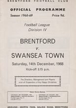 Brentford v Swansea Town 14-Dec-1968