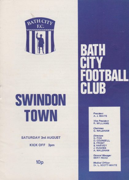 Bath City v Swindon Town 03-Aug-1974