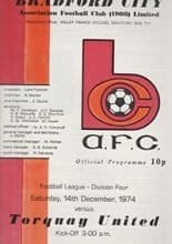 Bradford City v Torquay United 14-Dec-1974