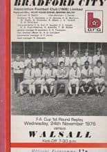 Bradford City v Walsall 24-Nov-1976
