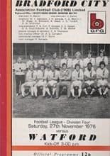 Bradford City v Watford 27-Nov-1976
