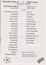 Ashford Town v West Ham United XI 31-Jul-1997