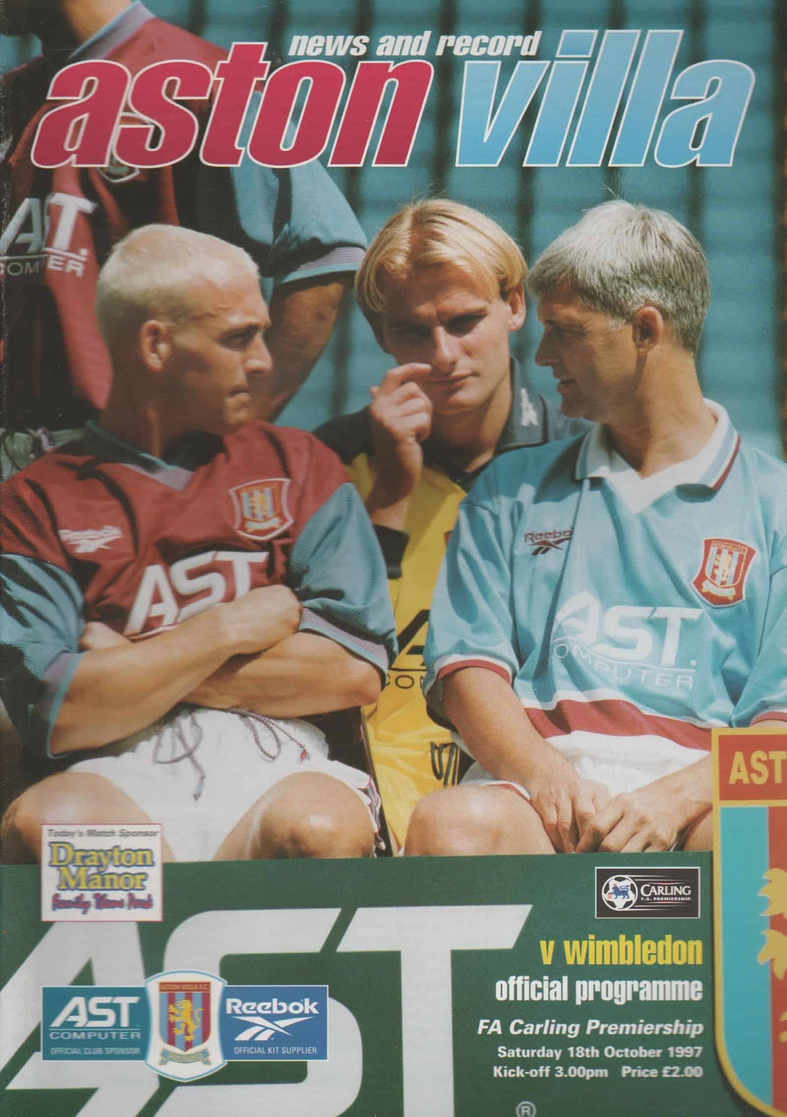 Aston Villa v Wimbledon 18-Oct-1997