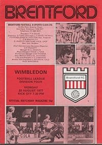 Brentford v Wimbledon 22-Aug-1977