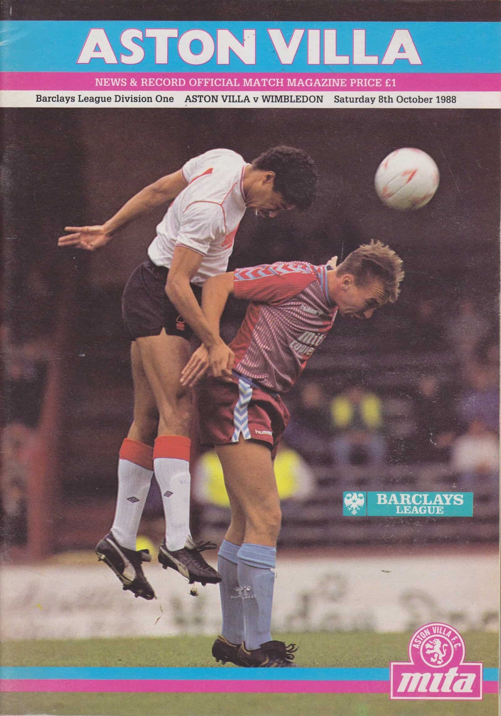 Aston Villa v Wimbledon 08-Oct-1988