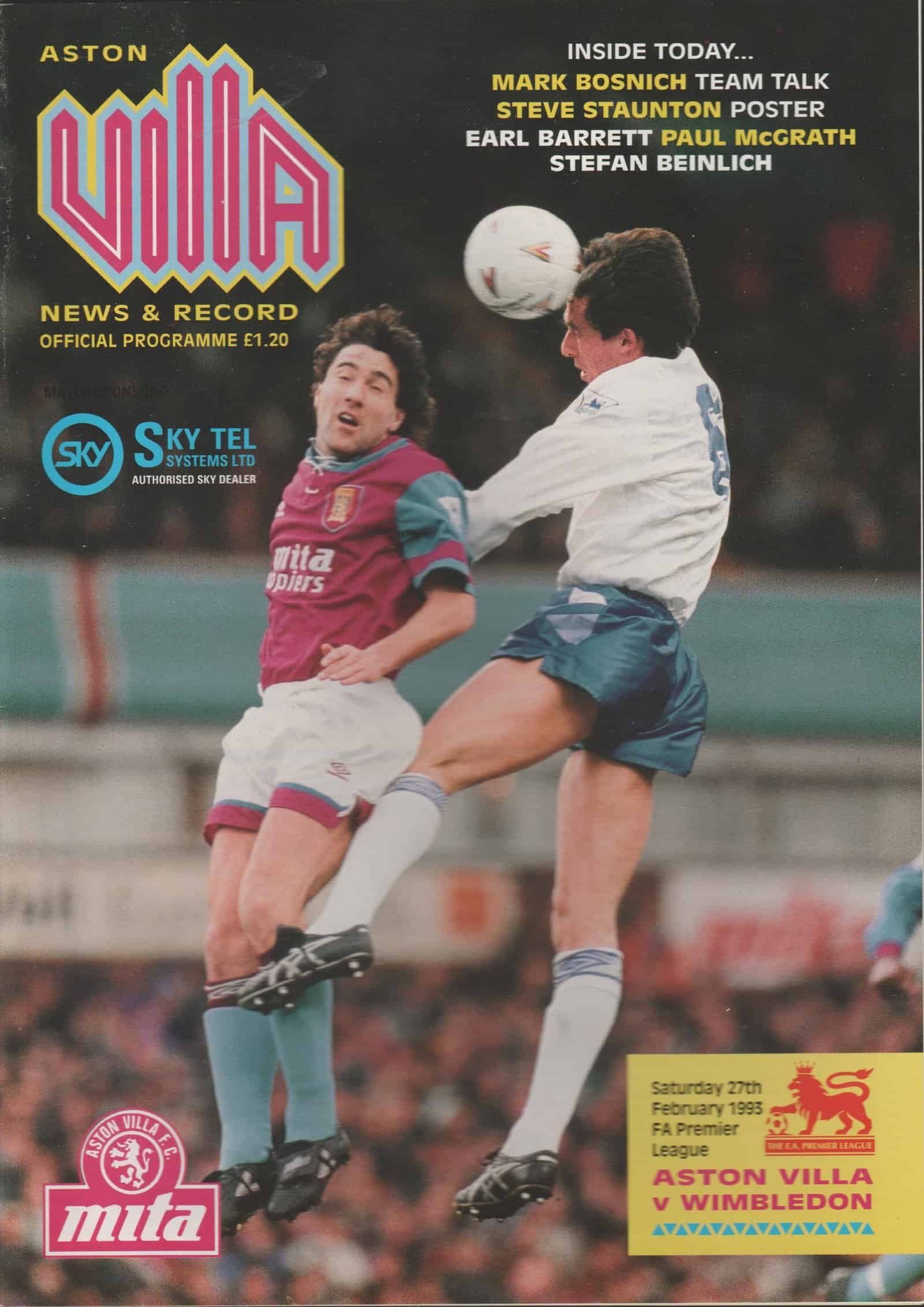 Aston Villa v Wimbledon 27-Feb-1993