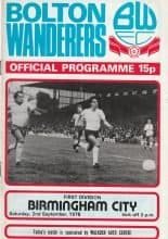 Bolton Wanderers v Birmingham City 02-Sep-1978