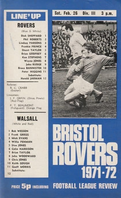 Bristol Rovers v Walsall 26-Feb-1972
