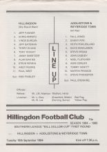 Hillingdon Borough v Addlestone & Weybridge Town  18-Sep-1984