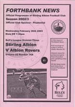 Stirling Albion v Albion Rovers 26-Feb-2003