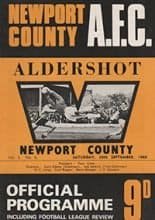 Newport County v Aldershot 28-Sep-1968