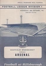 Sheffield Wednesday v Arsenal 20-Sep-1961
