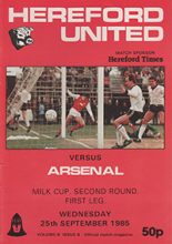 Hereford United v Arsenal 25-Sep-1985