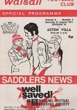 Walsall v Aston Villa 21-Aug-1971