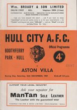 Hull City v Aston Villa 26-Dec-1959