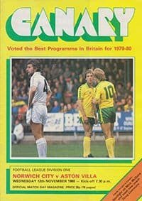 Norwich City v Aston Villa 12-Nov-1980